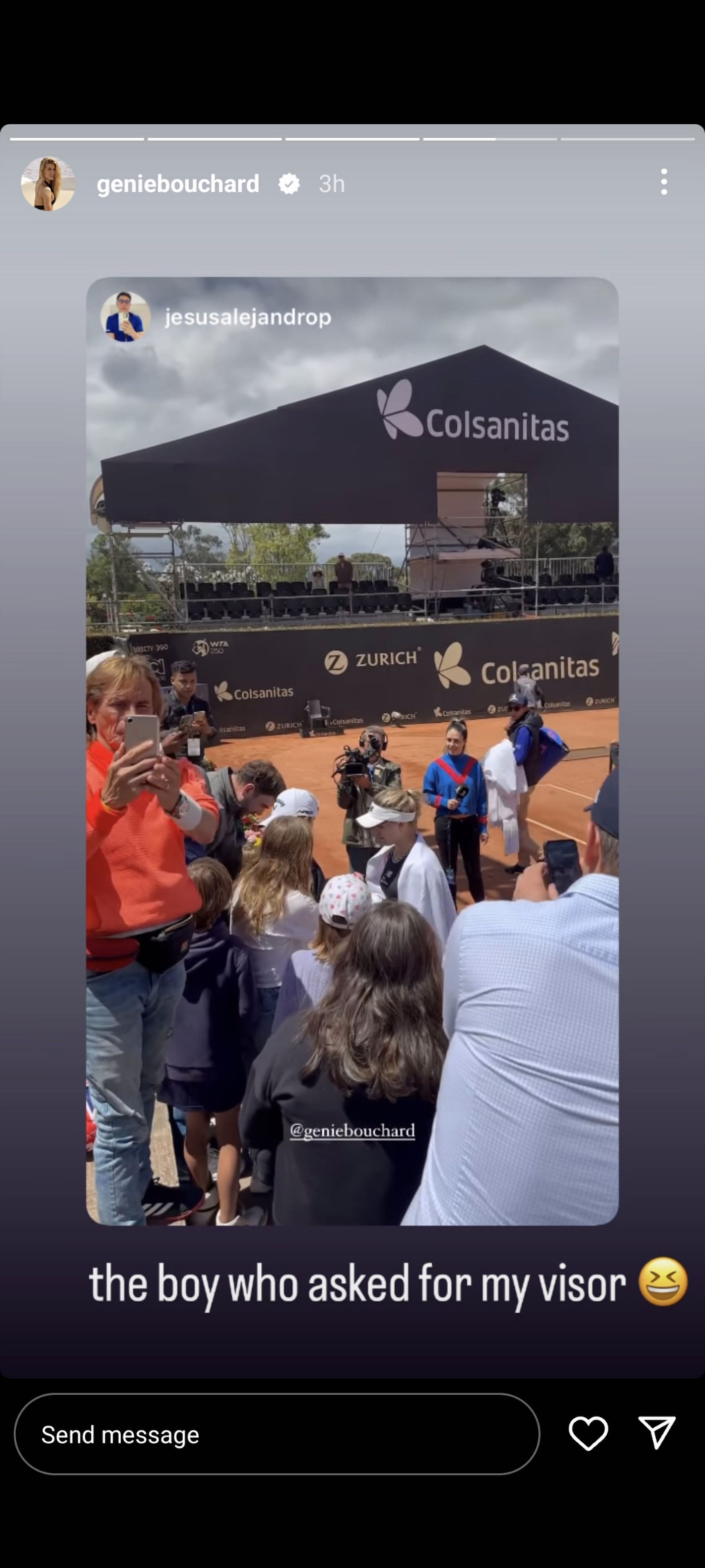 Eugenie Bouchard's Instagram story